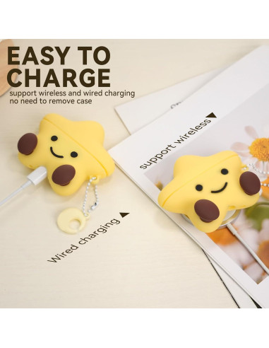 Funda Protectora Silicona Kawaii para AirPods 4 Skyconser Amarillo