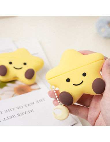 Funda Protectora Silicona Kawaii para AirPods 4 Skyconser Amarillo