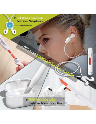 Funda de Silicona para AirPods 4 CMGOE con Correa y Kit de Limpieza