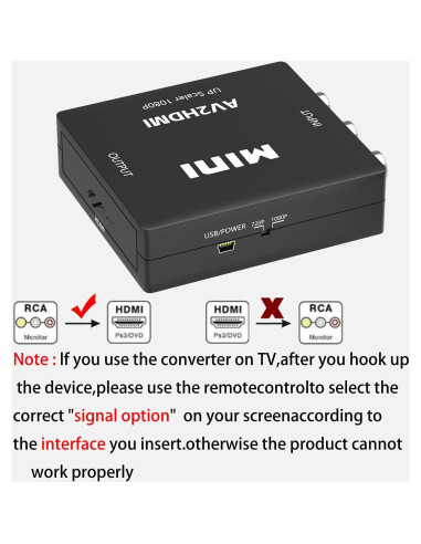 Convertidor RCA a HDMI 1080P Mini AV YH-AV-Black