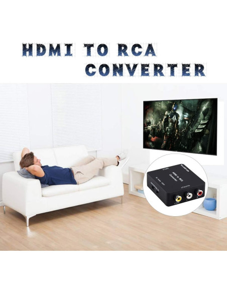 Convertidor HDMI a RCA Wonlyus 1080P Soporta PAL/NTSC