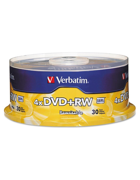Discos DVD+RW Verbatim 4.7GB 4X Carrete 30 Unidades