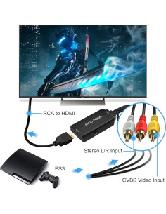 Convertidor AV a HDMI 1080P Ozvavzk para PS2, N64, DVD 2