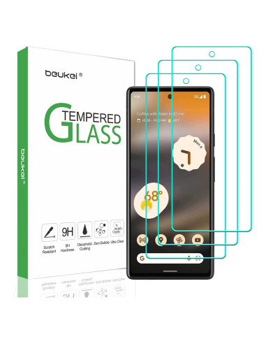 Protector de Pantalla Vidrio Templado Beukei para Google Pixel 6a 5G - 3 Piezas, Dureza 9H
