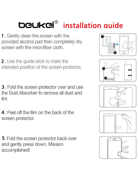 Protector de Pantalla Vidrio Templado Beukei para Google Pixel 6a 5G - 3 Piezas, Dureza 9H