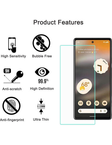 3 Protectores de Pantalla Vidrio Templado ZYHKJYL para Google Pixel 6A