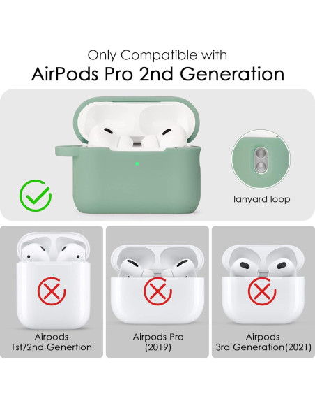 Funda Protectora de Silicona para AirPods Pro 2 - Verde Cactus