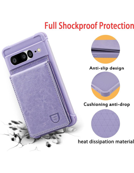 Funda de Cartera VANAVAGY para Google Pixel 7 Pro Púrpura