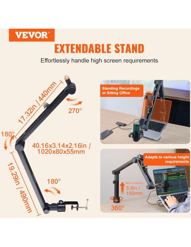 Brazo de Micrófono VEVOR AK-V6 Ajustable 1.5 kg 360