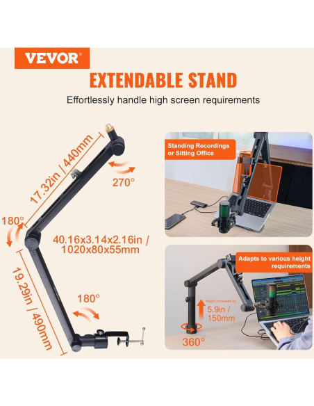 Brazo de Micrófono VEVOR AK-V6 Ajustable 1.5 kg 360