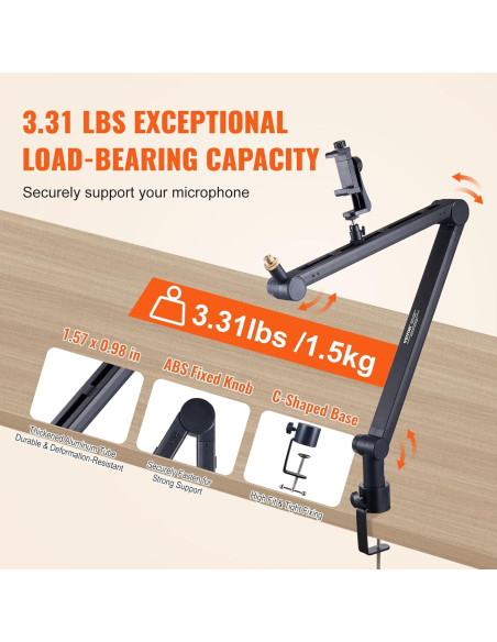 Brazo de Micrófono VEVOR AK-V6 Ajustable 1.5 kg 360