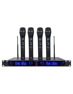 Sistema de micrófono inalámbrico UHF 4 canales Sound Town NESO-F4HH