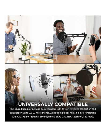 Soporte de brazo para micrófono Blucoil con filtro anti-pop 76.2 cm