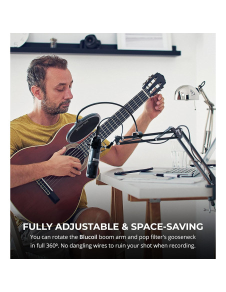 Soporte de brazo para micrófono Blucoil con filtro anti-pop 76.2 cm