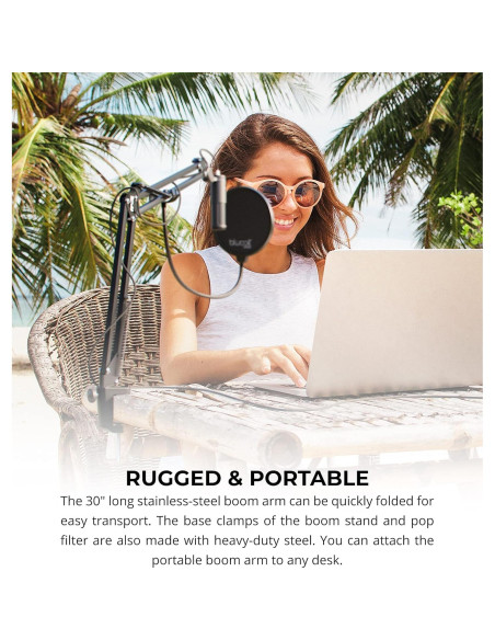 Soporte de brazo para micrófono Blucoil con filtro anti-pop 76.2 cm