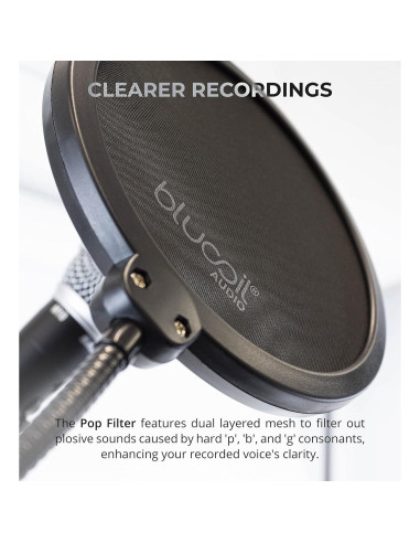 Soporte de brazo para micrófono Blucoil con filtro anti-pop 76.2 cm