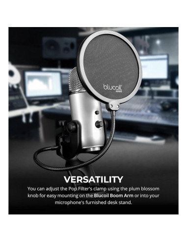 Soporte de brazo para micrófono Blucoil con filtro anti-pop 76.2 cm
