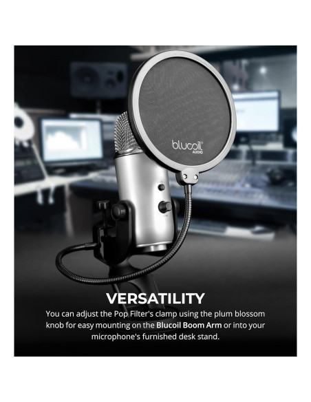 Soporte de brazo para micrófono Blucoil con filtro anti-pop 76.2 cm