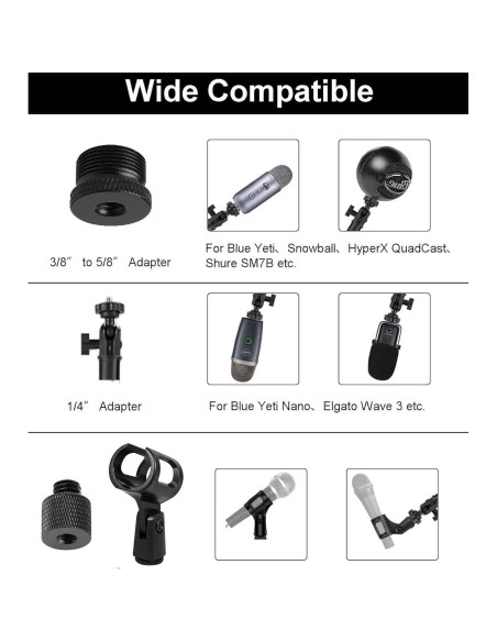 Soporte de Micrófono de Techo/Pared Negro 40.5" con Adaptadores