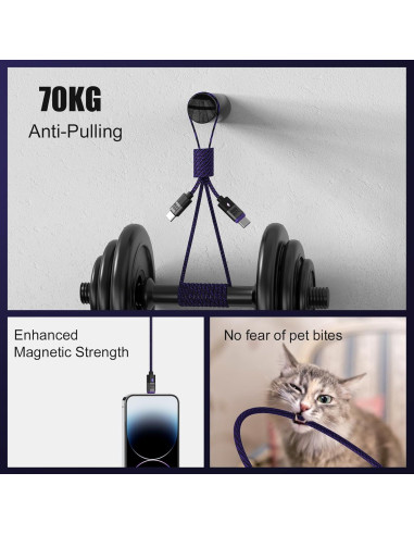 Cable de Carga Magnético USB C 240W 1.2m BRIMFORD