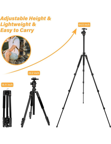 Trípode de Cámara Mosiso 164 cm Aluminio 5 kg Bolsa y Monopie