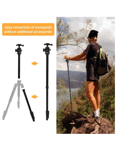 Trípode de Cámara Mosiso 164 cm Aluminio 5 kg Bolsa y Monopie