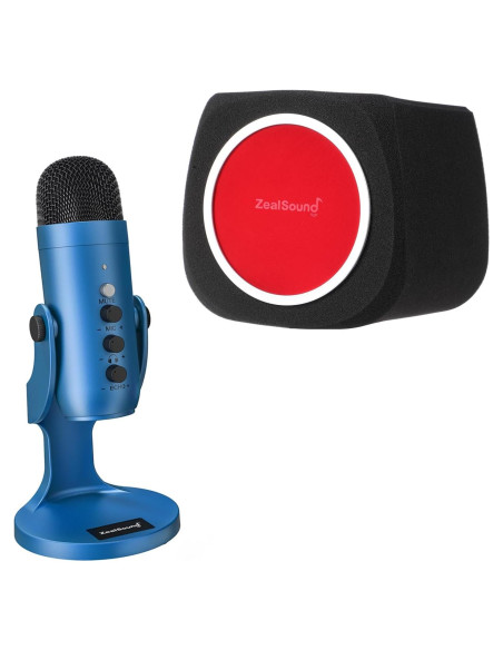 Micrófono Gaming ZealSound K66B con Filtro Pop y Soporte