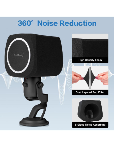Micrófono USB ZealSound K66B con Filtro Pop y Soporte