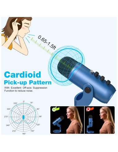 Micrófono USB ZealSound K66B con Filtro Pop y Soporte