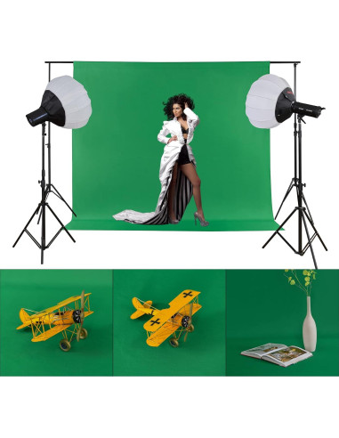 Fondo de Fotografía Joccun 5x2.1m Verde de Poliéster