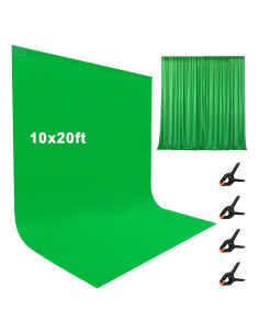 Fondo Verde de Fotografía 10x6m LCUIRC con Bolsillos y Abrazaderas