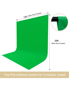 Fondo Verde de Fotografía 10x6m LCUIRC con Bolsillos y Abrazaderas 2