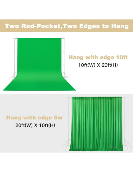Fondo Verde de Fotografía 10x6m LCUIRC con Bolsillos y Abrazaderas