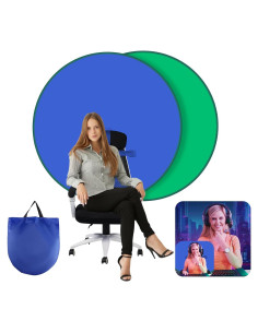 Fondo Verde Portátil 142x142cm con Soporte Reversible Azul