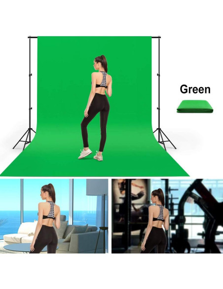Fondo Verde de Fotografía 10x6m LCUIRC con Bolsillos y Abrazaderas