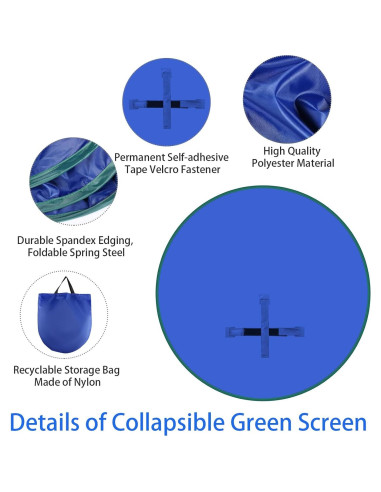 Fondo Verde Portátil 142x142cm con Soporte Reversible Azul