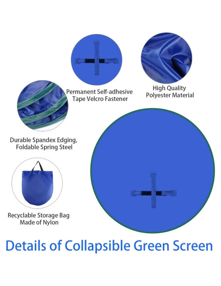 Fondo Verde Portátil 142x142cm con Soporte Reversible Azul