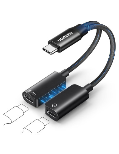 Adaptador USB C UGREEN 1 en 2 Audio y Carga 60W PD