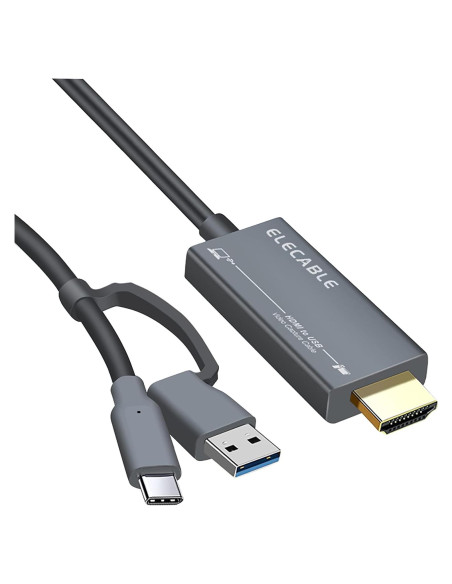 Adaptador Captura Video HDMI a USB C ELECABLE 1.85m 1080P HD