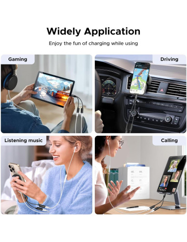 Adaptador USB C UGREEN 1 en 2 Audio y Carga 60W PD