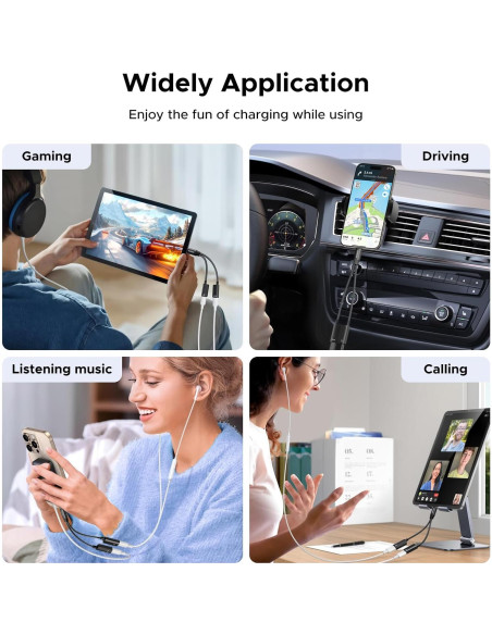 Adaptador USB C UGREEN 1 en 2 Audio y Carga 60W PD