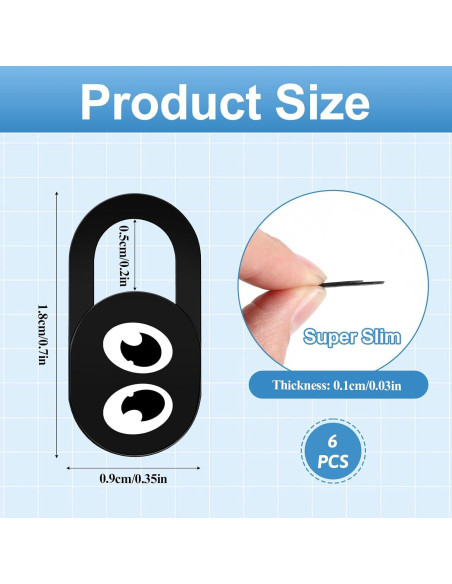 Cubierta de Cámara Web Deslizante 8 Piezas Psyqtsuary - Negro