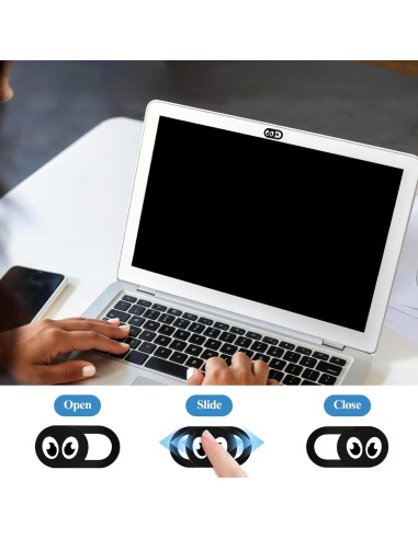 Cubierta de Cámara Web Deslizante 8 Piezas Psyqtsuary - Negro