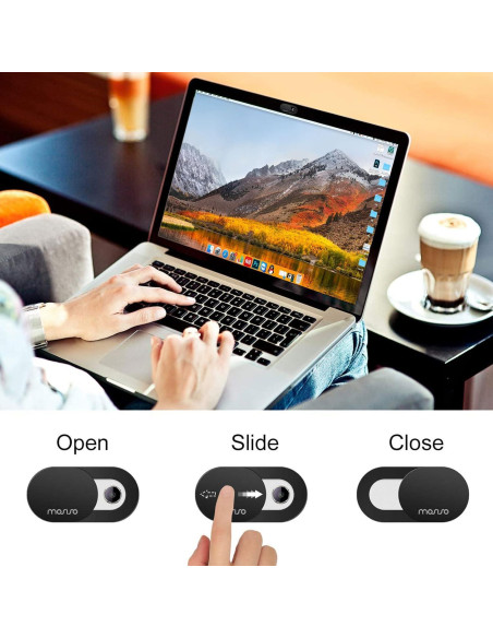 Cubierta de Webcam MOSISO Ultra Delgado 2 Piezas Blanco Negro