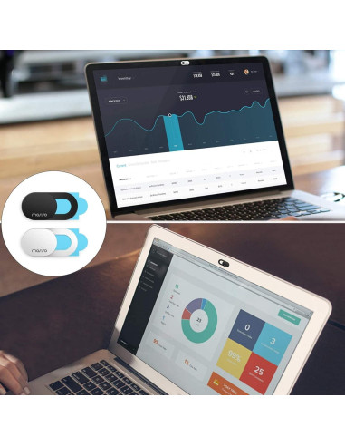 Cubierta de Webcam MOSISO Ultra Delgado 2 Piezas Blanco Negro