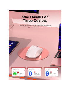 Ratón Inalámbrico Bluetooth RAPIQUE R-09 Rosa Ergonómico 2