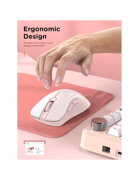 Ratón Inalámbrico Bluetooth RAPIQUE R-09 Rosa Ergonómico