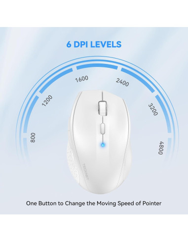 Ratón Inalámbrico Bluetooth TECKNET 4800 DPI Blanco