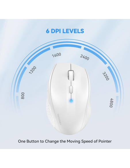 Ratón Inalámbrico Bluetooth TECKNET 4800 DPI Blanco