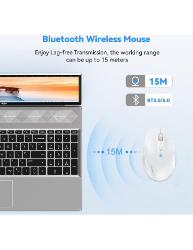Ratón Inalámbrico Bluetooth TECKNET 4800 DPI Blanco
